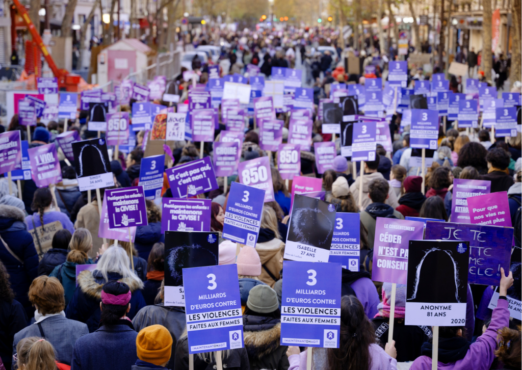photo des pancartes mobilisation du 25 novembre 2023